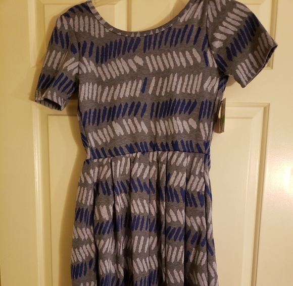 Gray and Blue NWT Lularoe Amelia Dress - Picture 1 of 2
